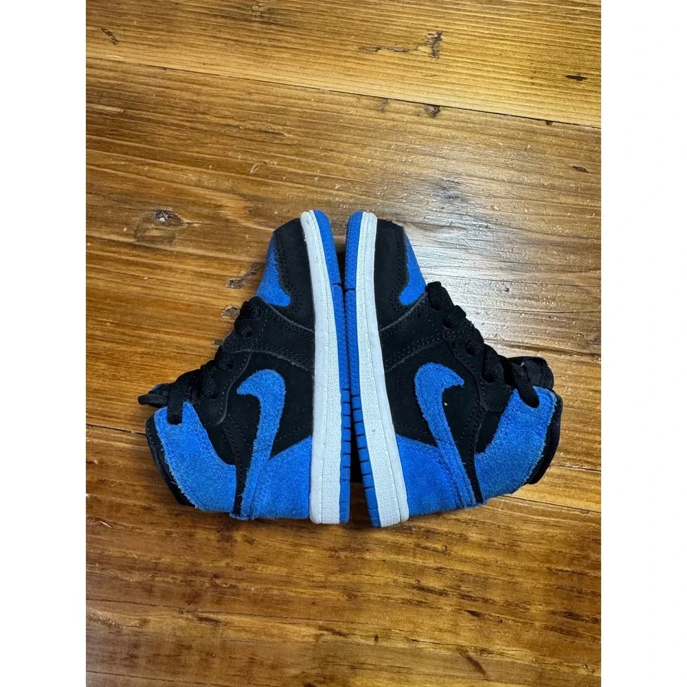 Nike Air Jordan 1 Mid‎ Toddler Royal Blue Black Suede High Top Sneakers Size 6C